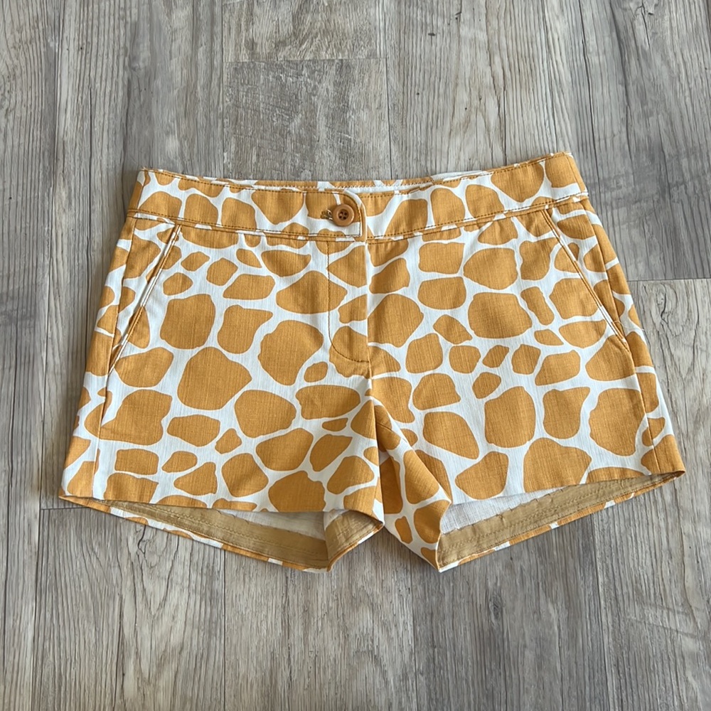 J. Crew CityFit Giraffe Print Shorts.